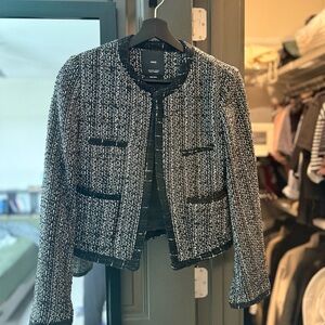 Mango Black and White Textured Blazer